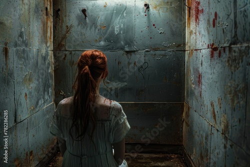 Woman stands alone in a dilapidated room, symbolizing despair and mental health struggles © Minerva Studio