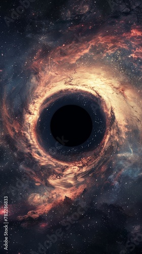 Mesmerizing cosmic scene featuring a black hole