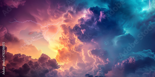 Majestic Thunderstorm Skies with Vivid Lightning Strikes © smth.design
