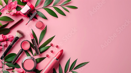 Various decorative cosmetics on a beautiful background. Selective focus.