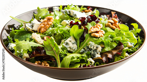 Bowl of Salad with Blue Cheese and Walnuts