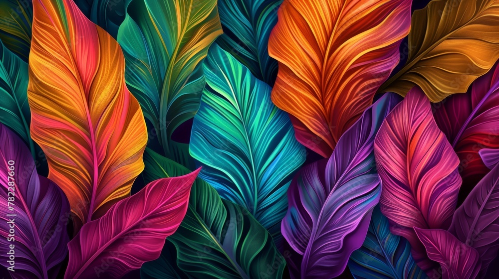 Colorful digital art of abstract feathers Colorful digital art of abstract feathers