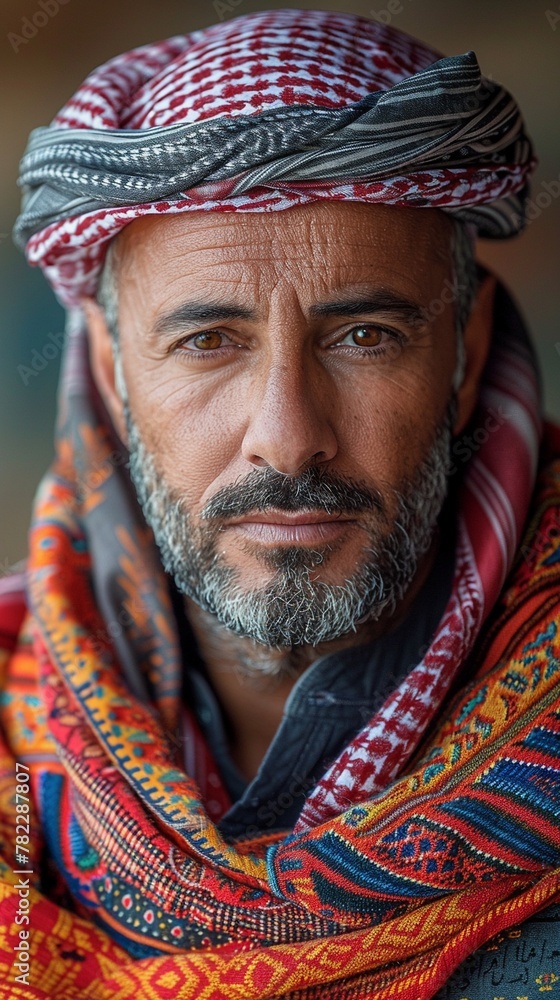 Fototapeta premium Arabic man in traditional garb, a portrait of cultural pride