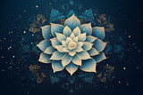Background template with mandala, lotus flower drawn with small thin strokes