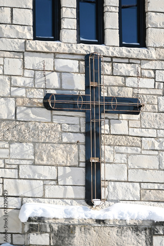 Cross on Church Wall Outdoors