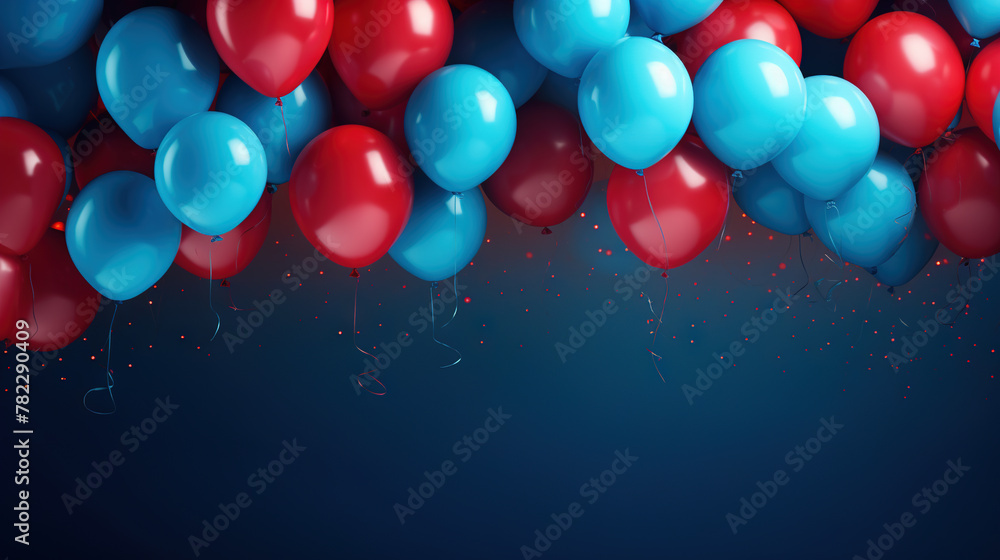 Red balloons on blue background for birthday greeting card or any celebration. Red balloons on blue background for birthday greeting card or any celebration.