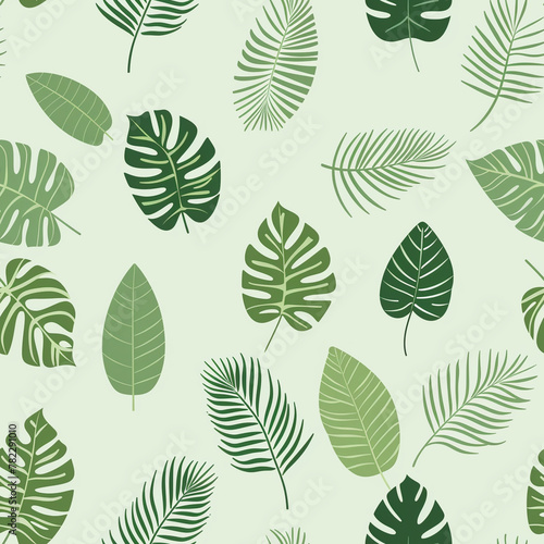 Vector style cute tropical leaves pattern, Generative AI