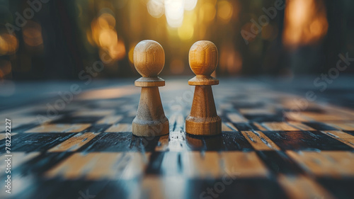 Two chess pawns on board