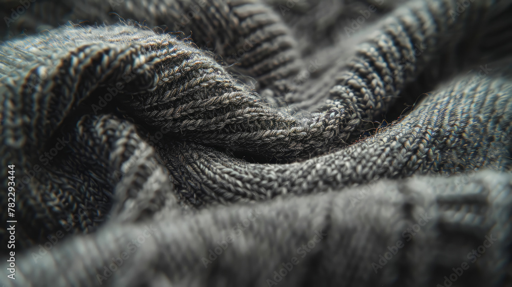Close-up of a gray knitted fabric Close-up of a gray knitted fabric