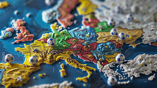 Soccer Balls Map on Europe Outline © spyrakot