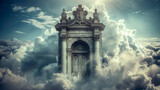 Ornate marble gates to heaven high in the sky