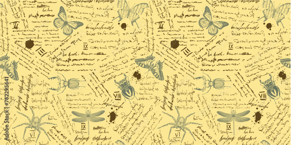 seamless textured background in the style of notes from an entomologist
