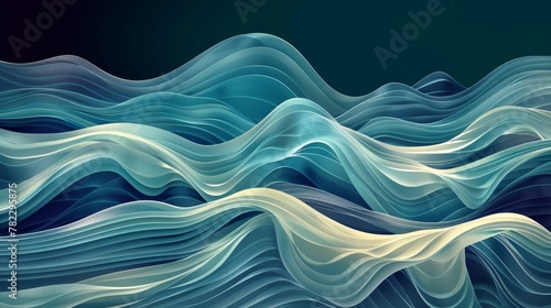 Abstract Patterns: A vector illustration of flowing, wave-like patterns in cool