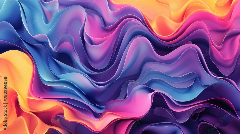 Colorful Abstract Shapes: A 3D vector illustration of fluid, flowing shapes in vibrant colors