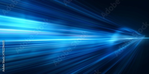 Vector Abstract, science, futuristic, energy technology concept. Digital image of light rays, stripes lines with blue light, speed and motion blur over dark blue background