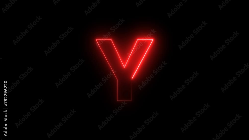 Capital Letter Y animate with red neon color effect footage video. 4k Capital Letter Y animate with red neon color effect footage video. 4k