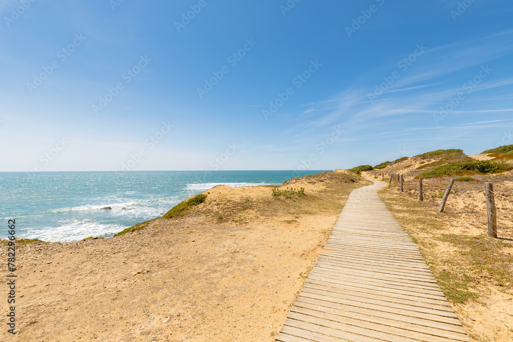 view of Pointe du Payre beach, Jard sur mer, France