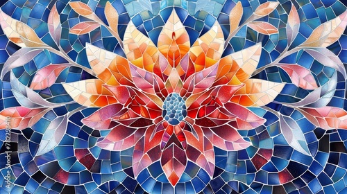 Mosaic Patterns: A vector illustration of a mosaic pattern with a floral motif photo
