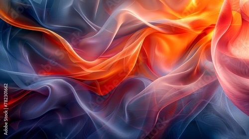 Dynamic Red, Orange, and Blue Swirl Painting