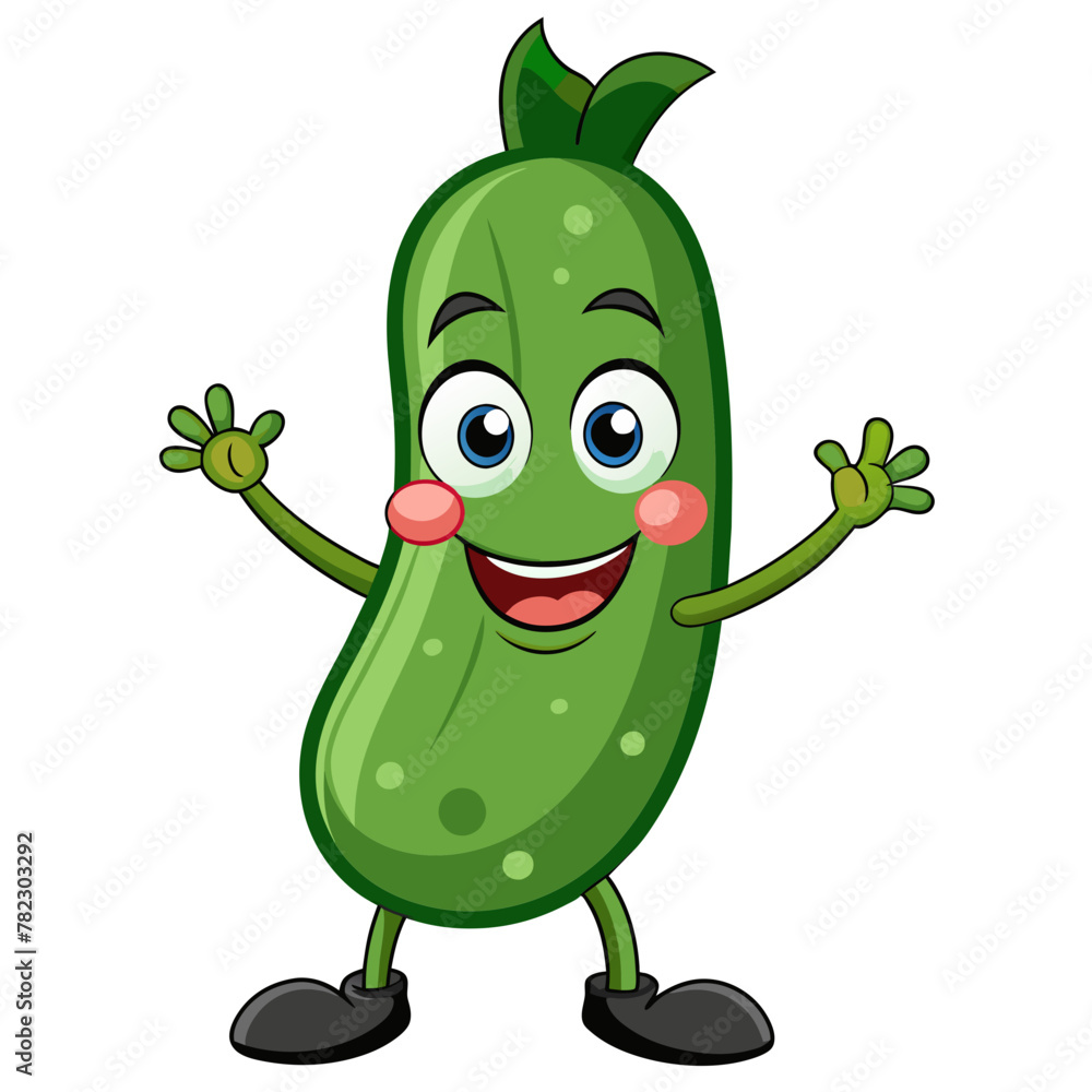 Cheerful Cucumber: Fresh Mascot of Garden Greenery Cheerful Cucumber: Fresh Mascot of Garden Greenery