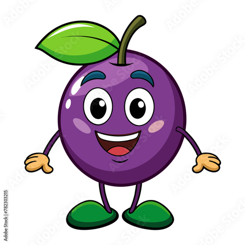 Animated Plum Mascot: Playful Illustration in Purple