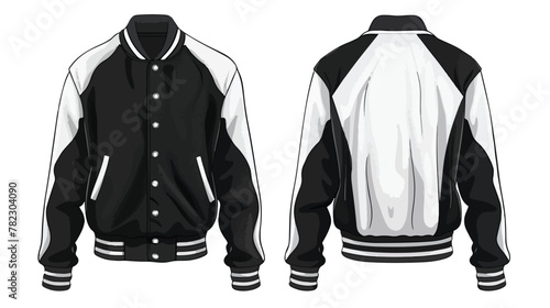 Black and white varsity jacket mockup front and bac photo