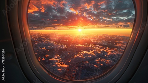 The eluminator frames a breathtaking vista from the airplane window, bathing the world in a s
