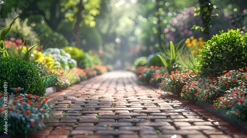 ground-level view reveals a lifelike brick texture, creating an inviting pathway that beckons exp photo