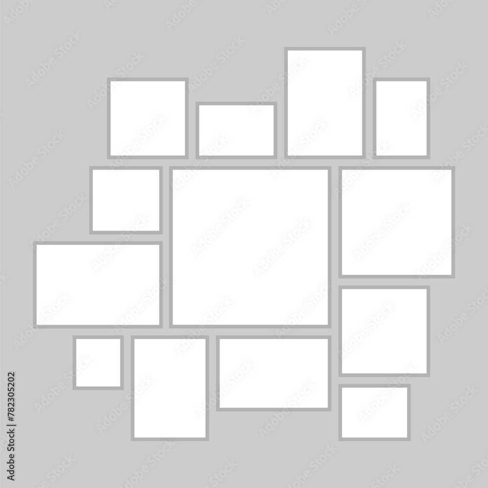 Vector empty collage board thirteen images, photo Vector empty collage board thirteen images, photo