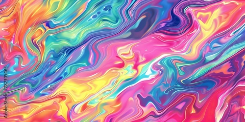 Holographic neon background. Colorful psychedelic abstract. Pastel color waves for background
