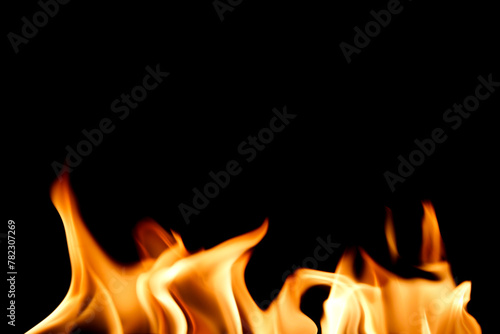 Powerful flames have a black background.