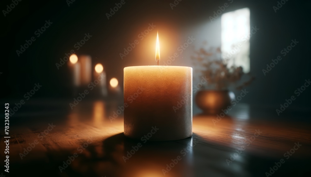 Close-Up: Candle Lit in a Dark Room Creating a Warm and Cozy Atmosphere Close-Up: Candle Lit in a Dark Room Creating a Warm and Cozy Atmosphere