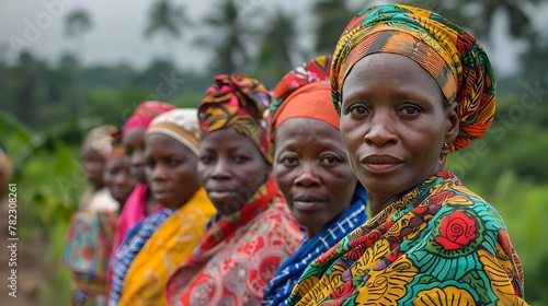Women of Sierra Leone. Women of the World. A group of African women wearing colorful traditional headscarves and dresses, posing together with a natural background. #wotw