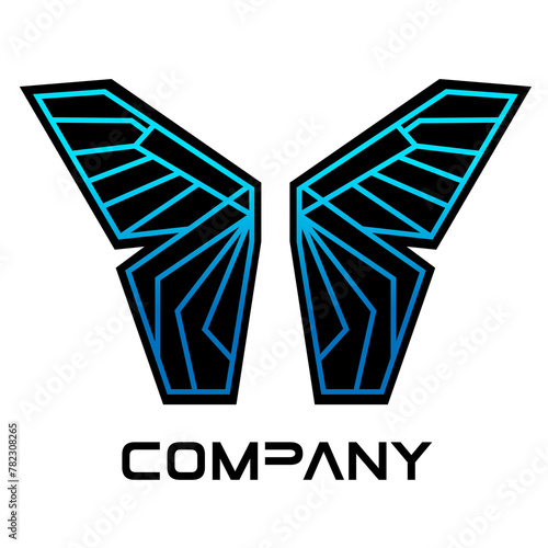 Logo Design Series - Blue Butterfly with Gradient Pattern for company, club, group, etc. photo