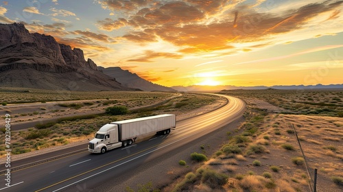 Witness the might of the tractor trailer as it effortlessly maneuvers through curves, showcasing the skill of its driver.