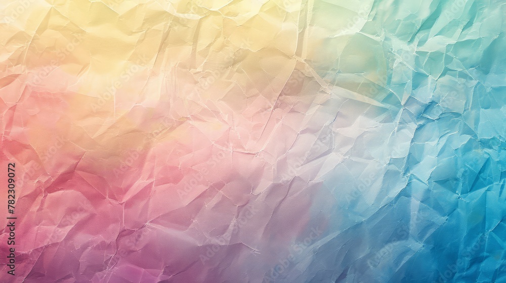Obraz premium A colorful paper with a rainbow background. The paper is crumpled and torn, giving it a rough and textured appearance. The colors of the rainbow are vibrant and bold, creating a sense of energy