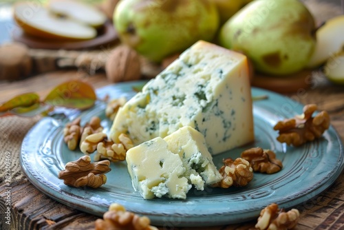 Blue cheese pears walnuts photo