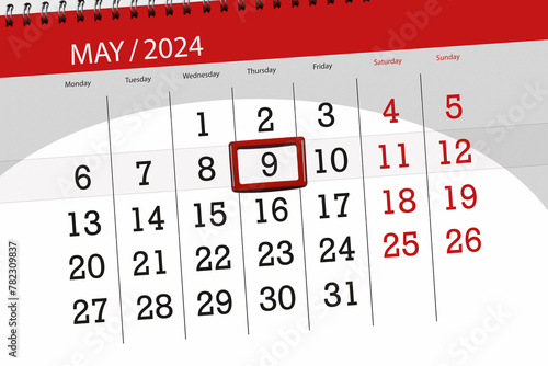 Calendar 2024, deadline, day, month, page, organizer, date, May, thursday, number 9