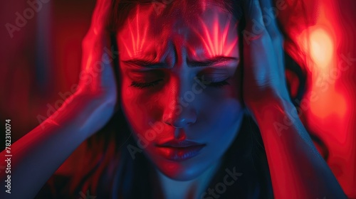 Young Woman Experiencing a Headache: A Powerful Depiction of Pain and Discomfort