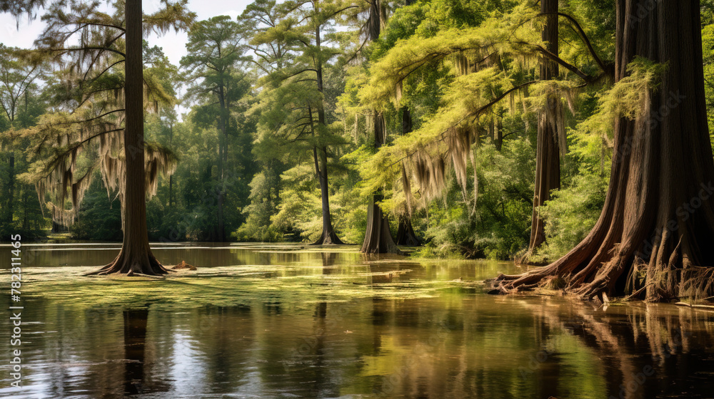 tropical forest lake.