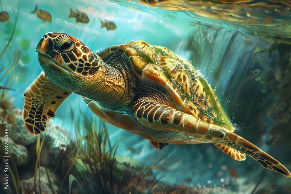 Fototapeta premium Celebrating Turtle Day with images of adorable turtles in their natural habitat, promoting conservation and awareness.