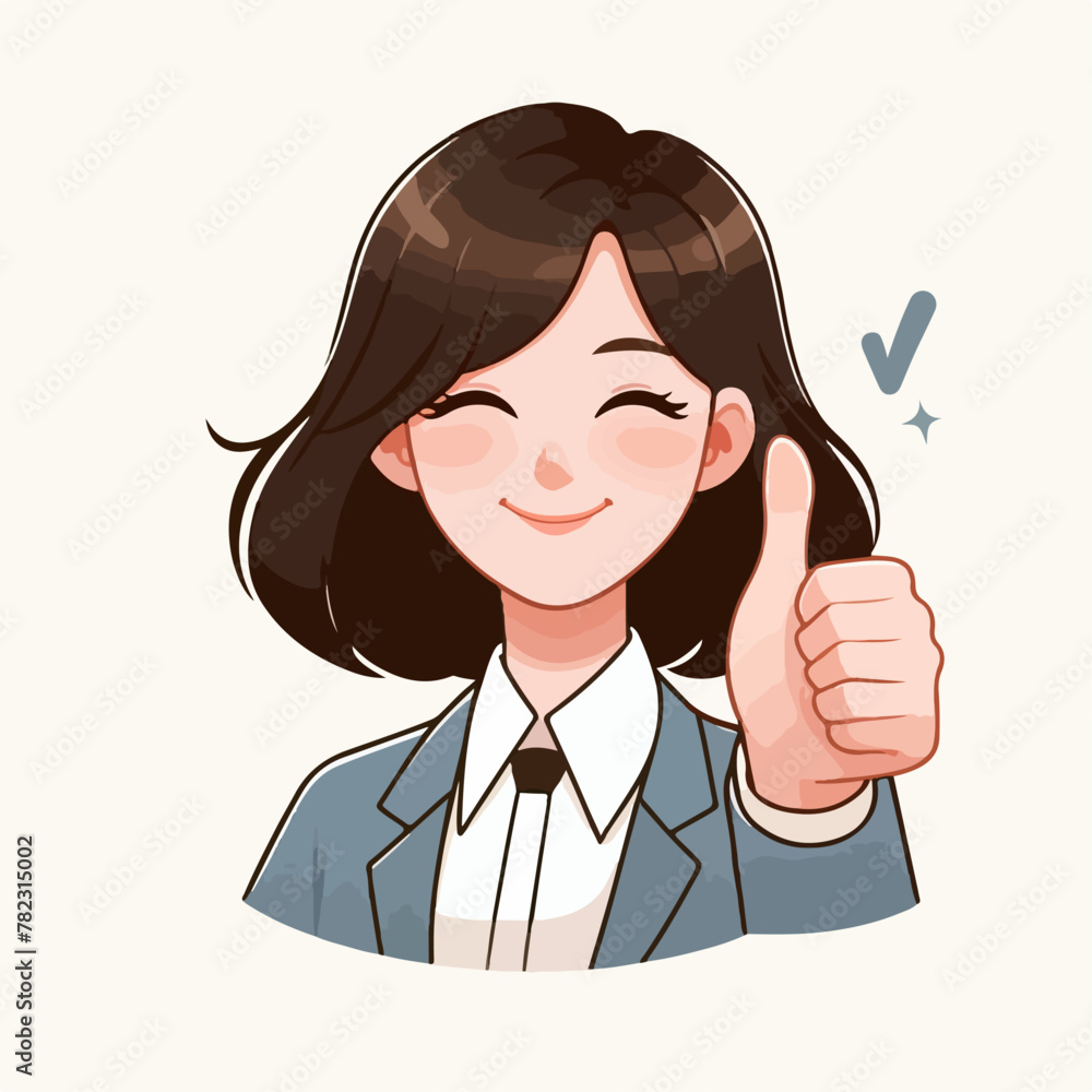 Vector women with the concept of self-esteem, thumb gestures Vector women with the concept of self-esteem, thumb gestures