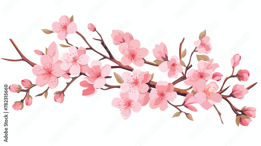 Blooming sakura branches. Apple almond peach or che