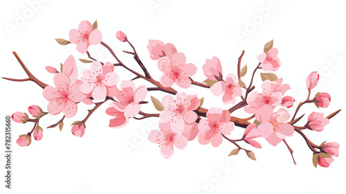 Blooming sakura branches. Apple almond peach or che