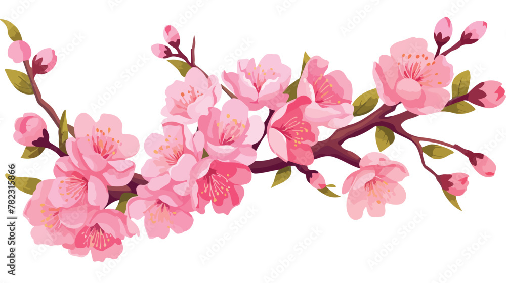 Blooming sakura branches. Apple almond peach or che