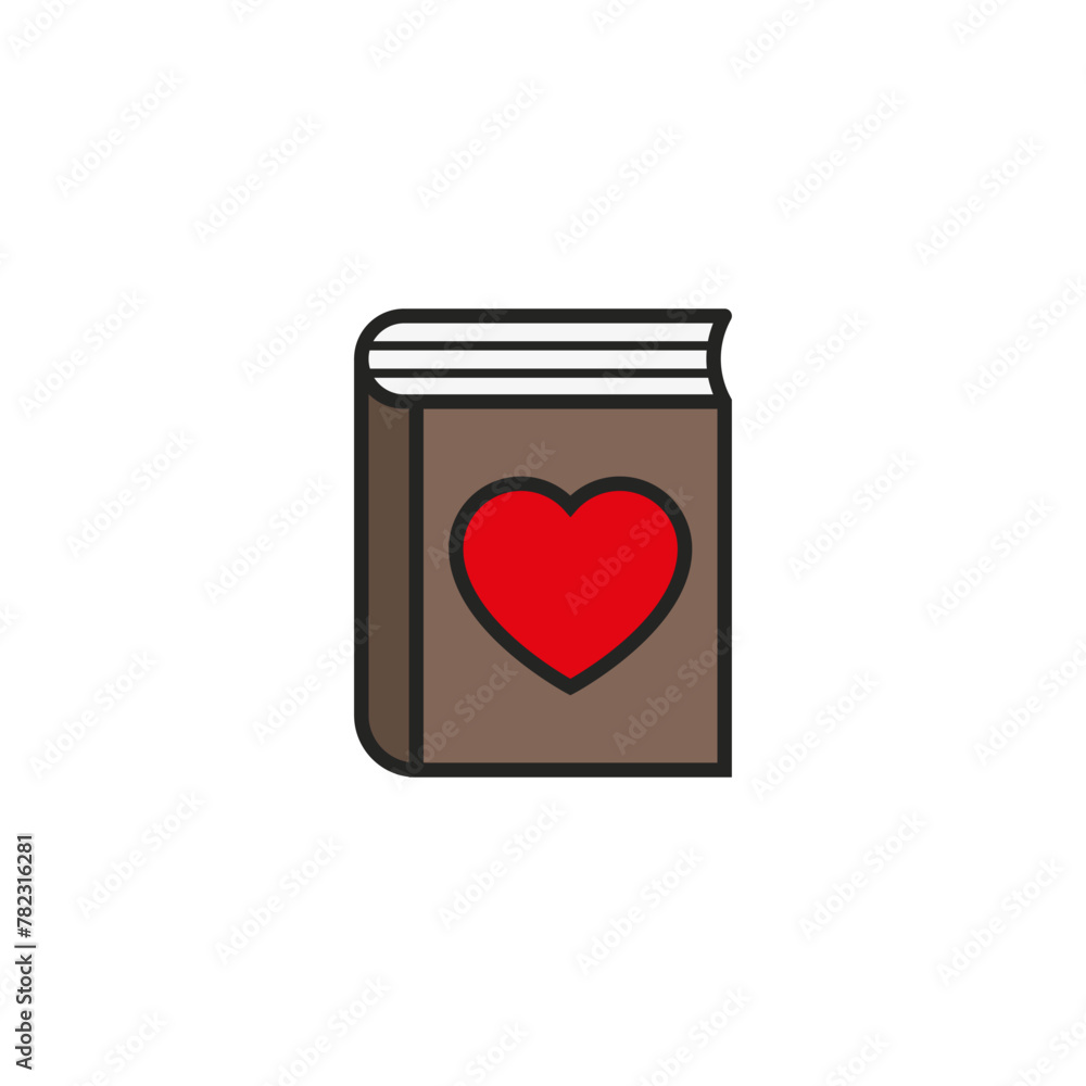 Favorite book icon with a heart inside. Vector on a white background. Favorite book icon with a heart inside. Vector on a white background.