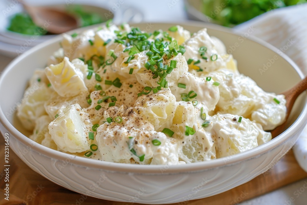 Tasty potato salad with creamy mayo and dijon mustard dressing Tasty potato salad with creamy mayo and dijon mustard dressing