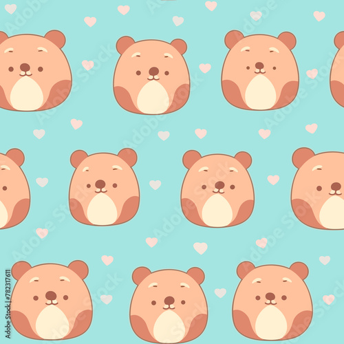 Obraz na płótnie Bear pattern for children, seamless, 2d style, in light blue color w salonie