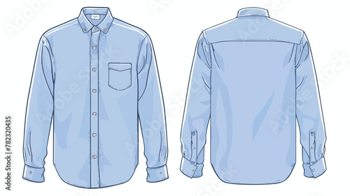 Blue button-down formal shirt front and back 2d fla photo