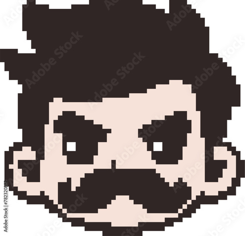 Man with moustache pixel style